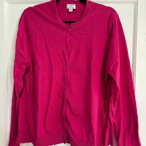 J. Crew Women's Button-Front Crewneck Cardigan in Fuchsia Pink